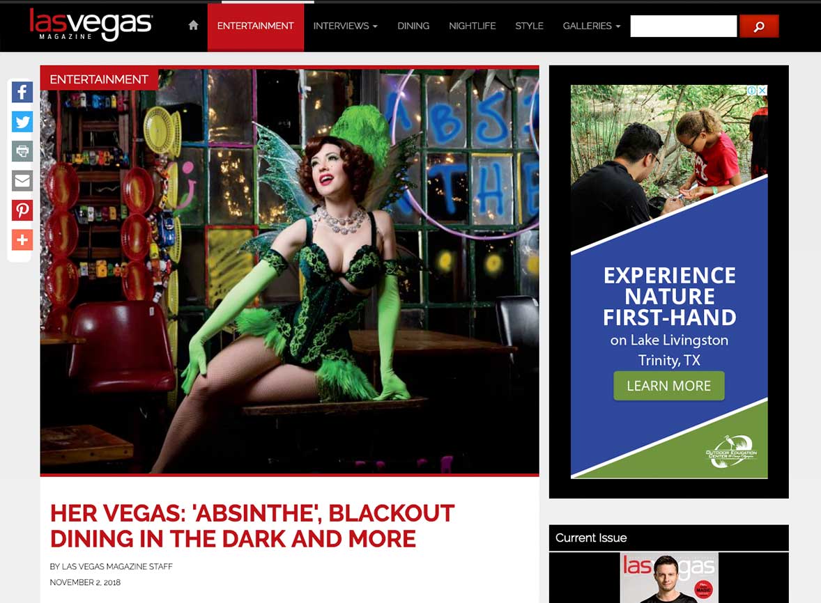 Her Vegas: ‘Absinthe’, Blackout Dining in the Dark and more